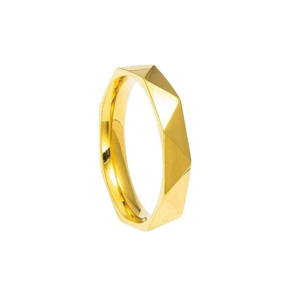 Geometric Gold Plated 304‎ Stainless Steel Ring Band Modern Minimalist Size 7